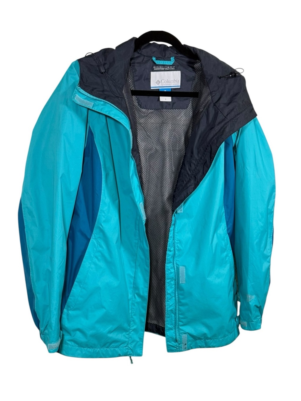 Columbia Women's Omni-Tech Waterproof Jacket Teal Blue Small